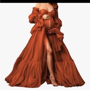 Elegant Rust Maternity Gown
